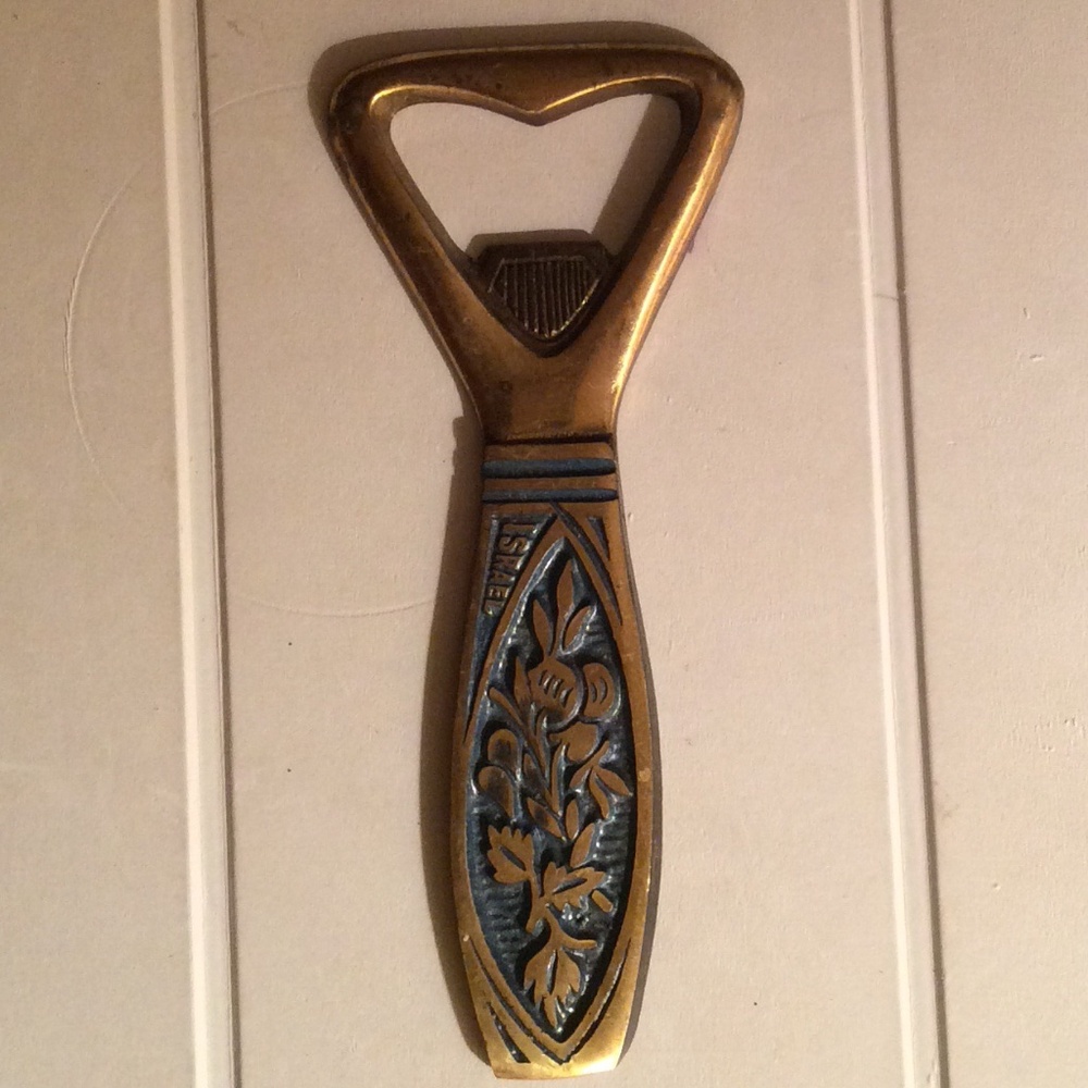 Vintage Judaica Brass Bottle Opener